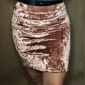 Rose gold velvet skirt